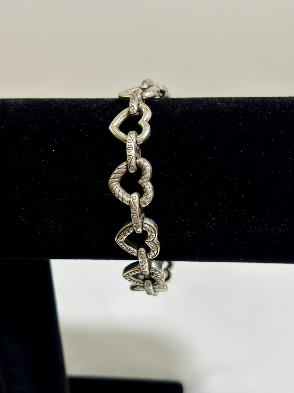 Vintage Brighton Silver Heart Link Bracelet